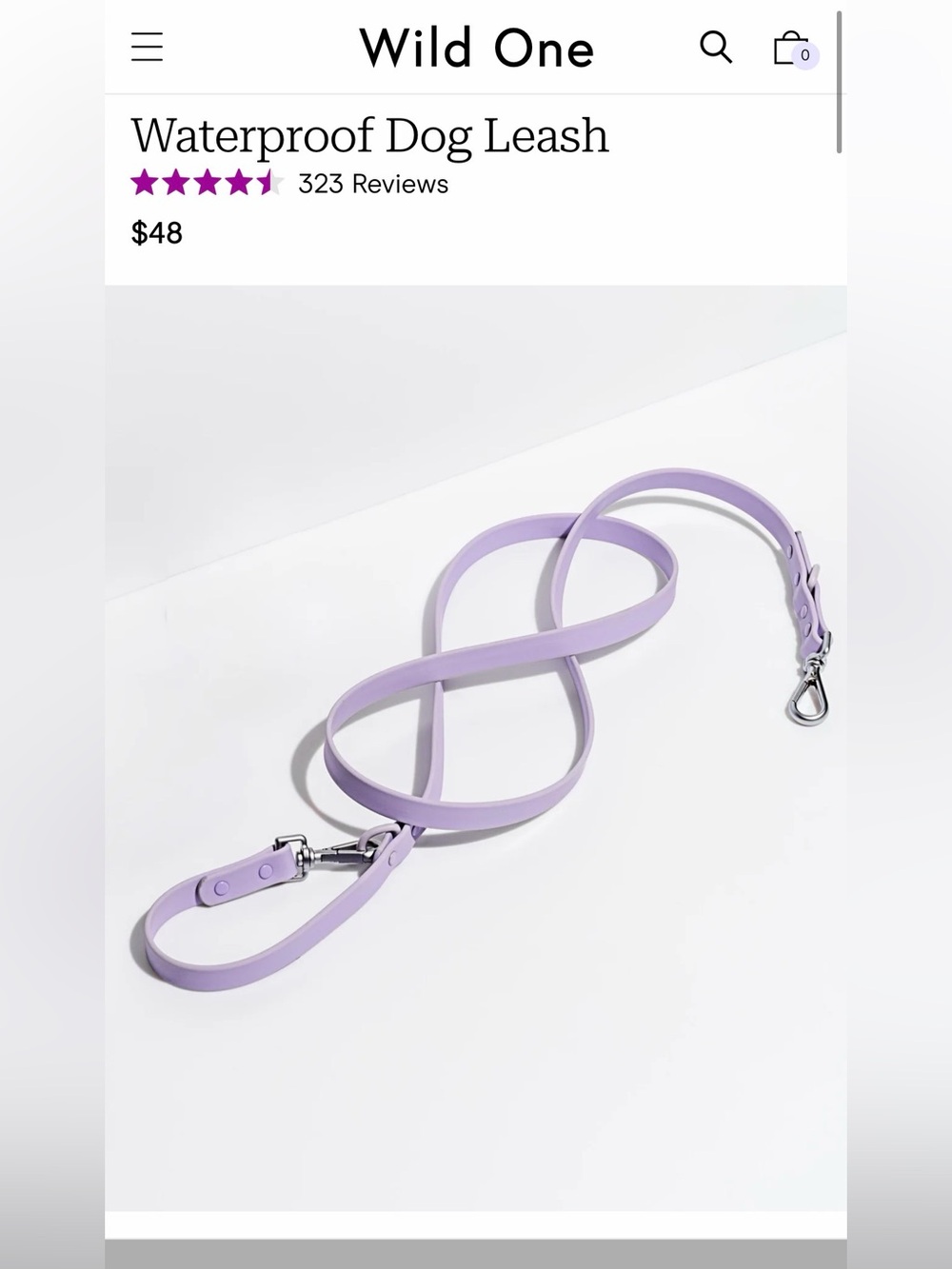 Wild One Lilac Waterproof Dog Leash
